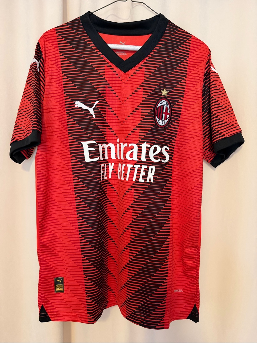 Puma AC Milan Red and Black Short-Sleeve Football Jersey